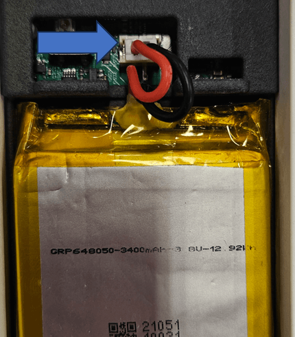 Battery connector seated