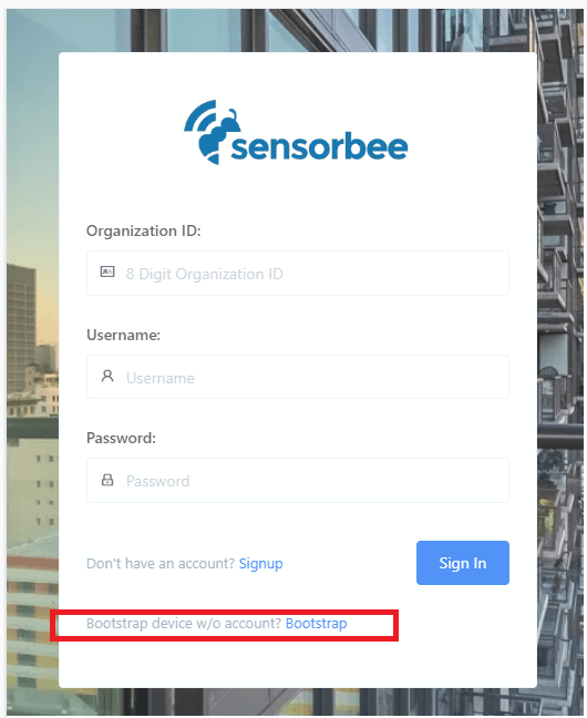 Bootstrap link on the login page