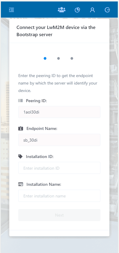 Setup page — mobile view