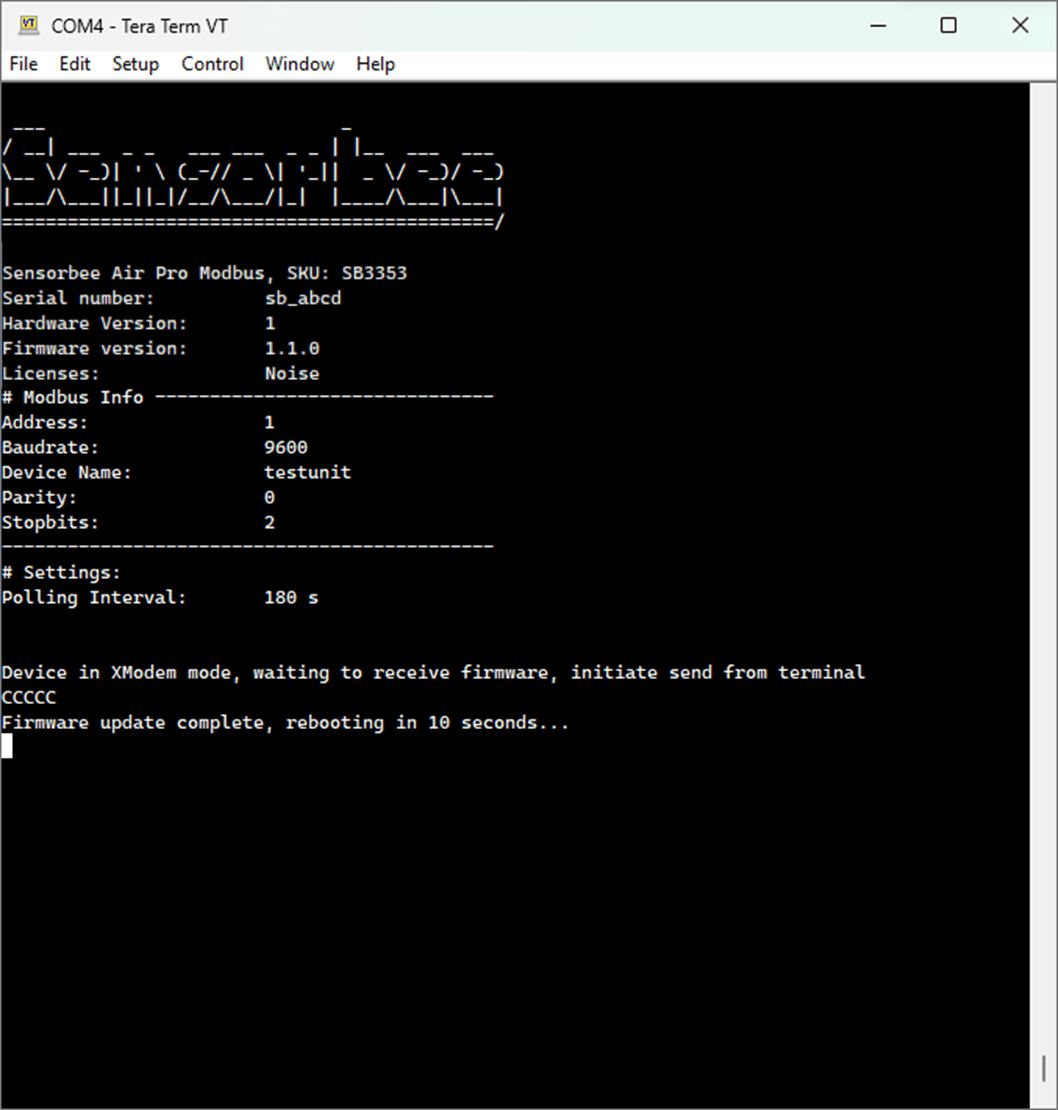 Main menu showing updated firmware version