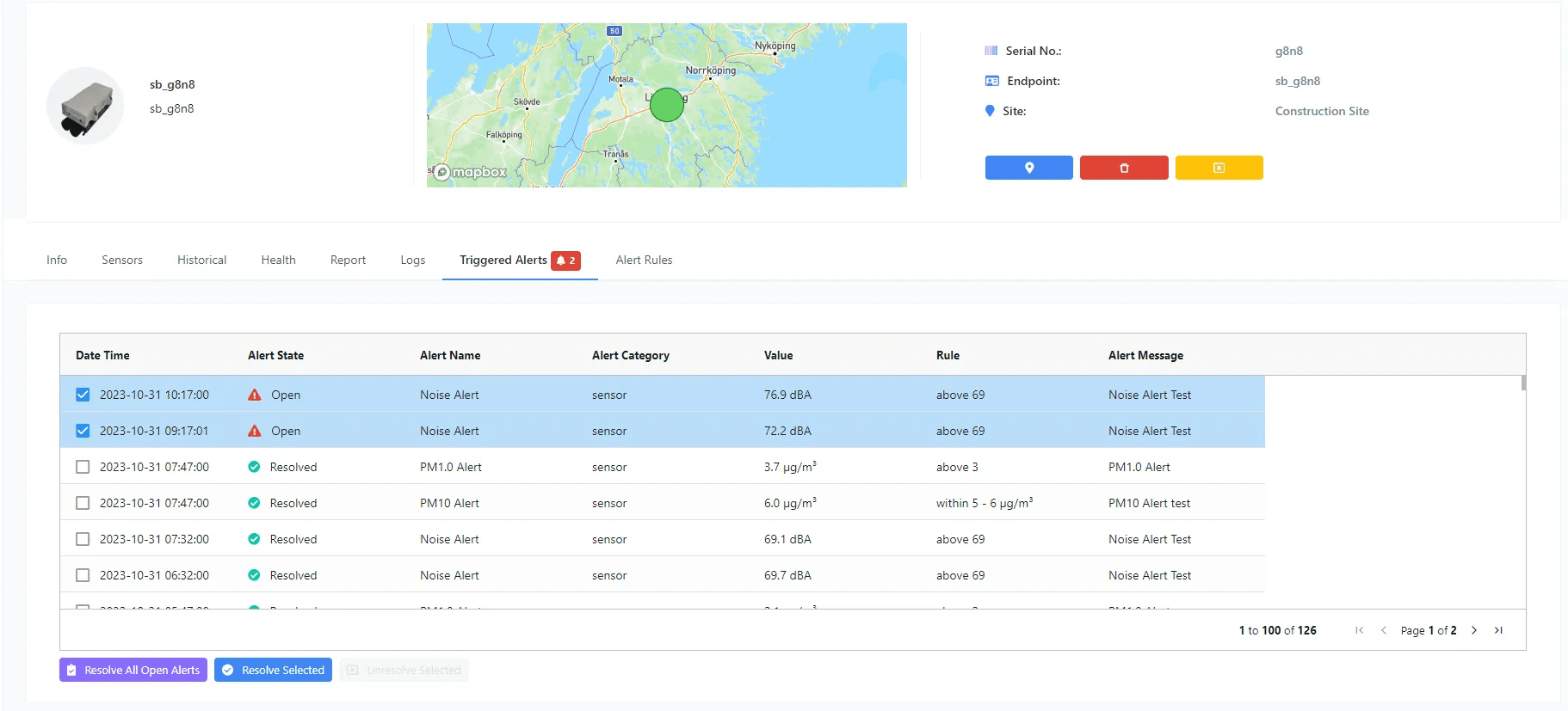 Resolve selected alerts