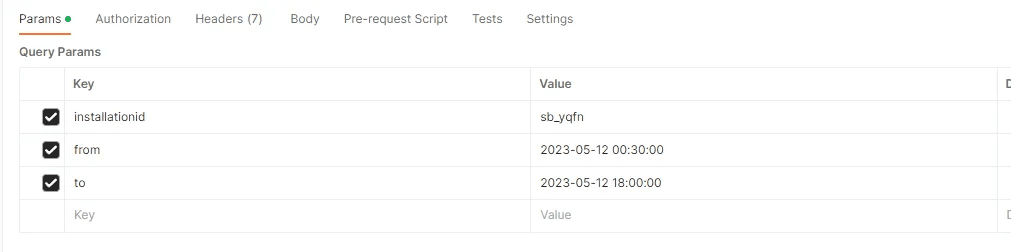 Query parameters for /report