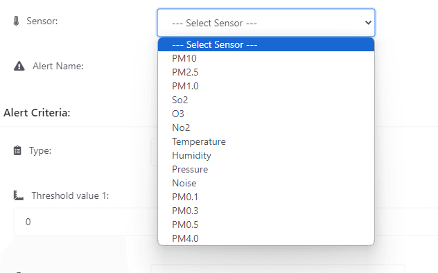 Sensor list