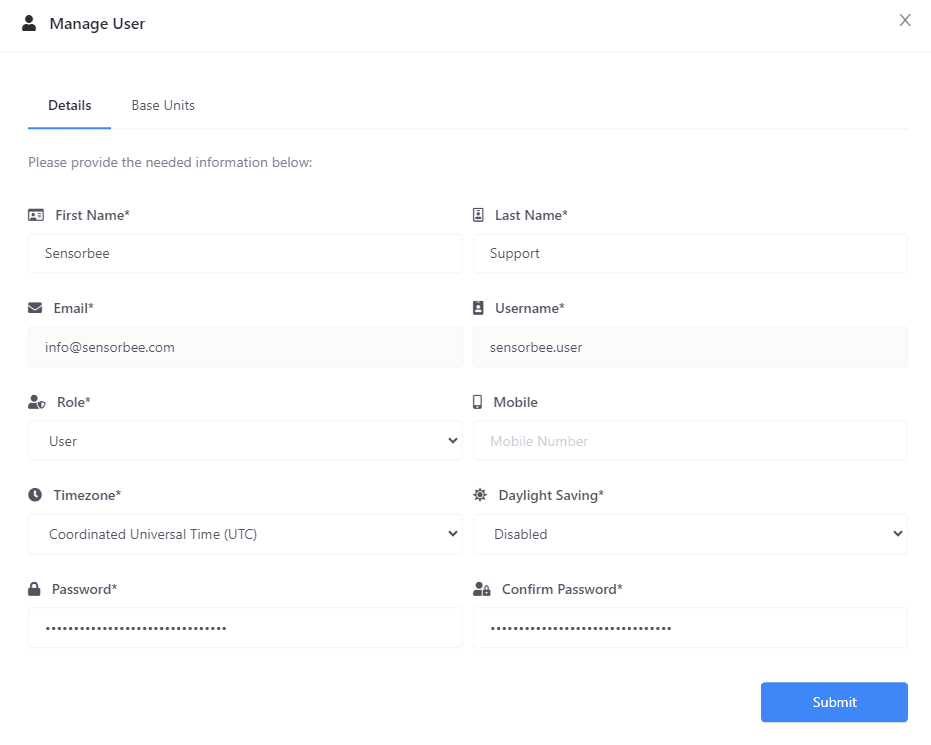 User profile and credentials