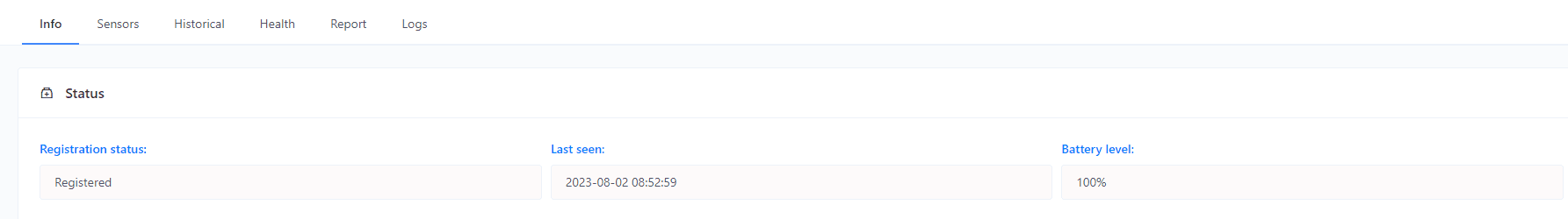Device status panel