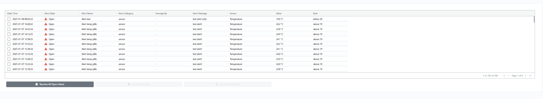Alert logs