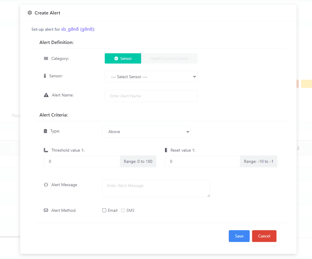 Create alert modal
