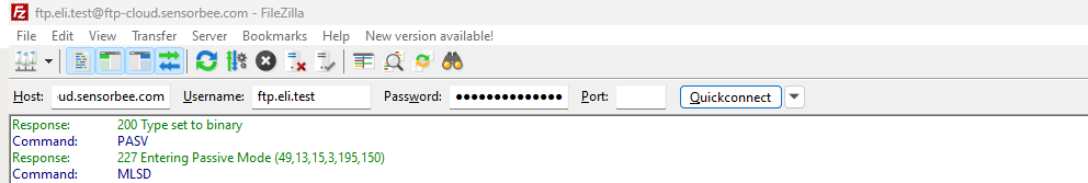 Connecting from FileZilla