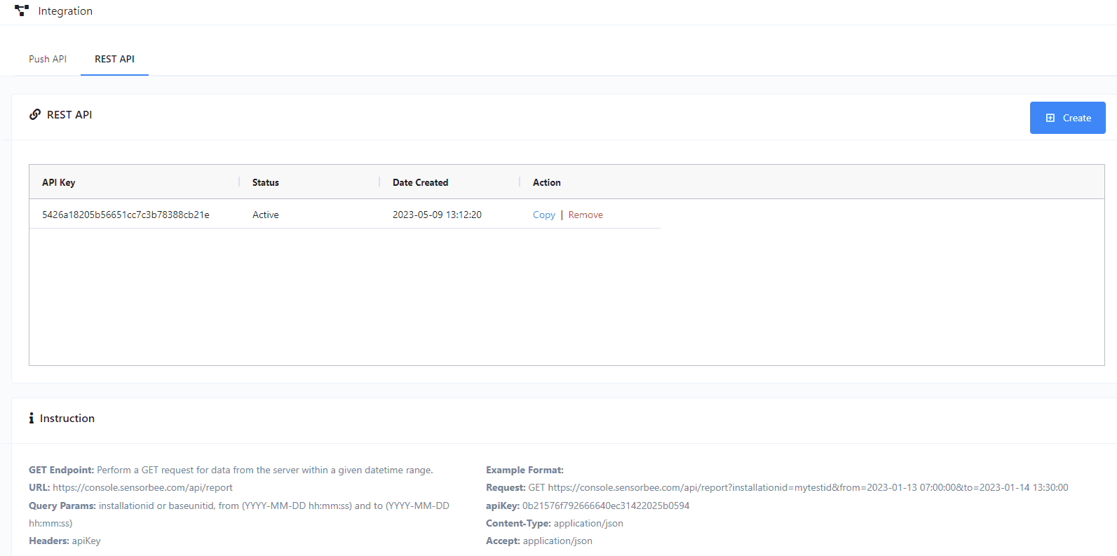 Generating an API key